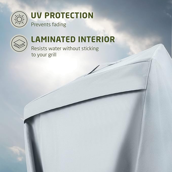 Zober BBQ Grill Cover - 44 Inch Waterproof Double Layered Fits Weber Gas Grill Cover Charbroil Grill & Smoker - Gas Grill Covers w/ Air Vents, Dual Handles - 600D Oxford Fabric, Gray