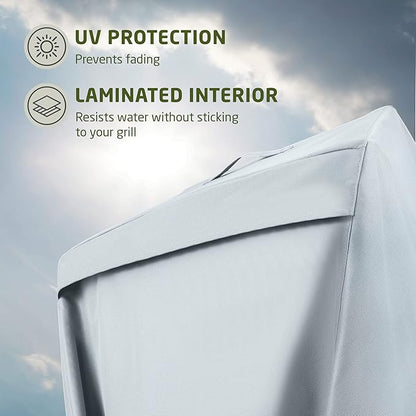 Zober BBQ Grill Cover - 64 Inch Waterproof Double Layered Fits Weber Gas Grill Cover Charbroil Grill & Smoker - Gas Grill Covers w/ Air Vents, Dual Handles - 600D Oxford Fabric, Gray