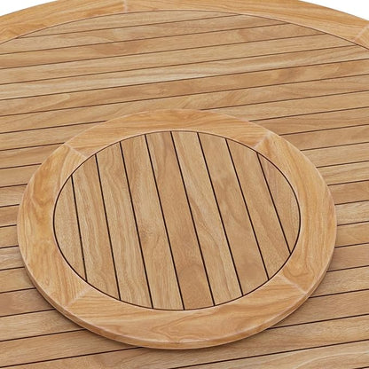 Modway Wellspring Outdoor Patio Round Teak Wood 63" Dining Table in Natural