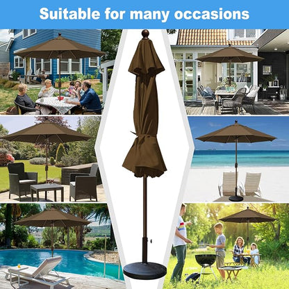 Eurmax USA 10-Year-Non-Fading 10FT Outdoor Patio Market Umbrella,UPF50+ UV Resistant Sun Shade,Heavy Duty Commercial Grade,Crank Lift Design,Windproof Vented Top for Garden,Pool,Deck,Chestnut