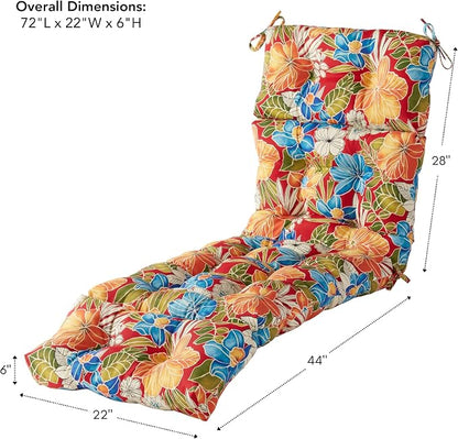 Greendale Home Fashions 72 x 22-inch Outdoor Chaise Lounge Cushion, Aloha Crimson