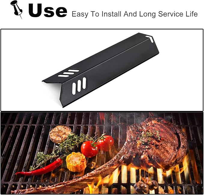Grill Heat Plates Shield for Revoace Gas Grill GBC1690W GBC1705WV GBC1706W GBC1793W, Backyard Grill BY14-101-001-05 BY16-101-002-06, Uniflame Grill GBC1030WRS GBC1134W Porcelain Burner Covers