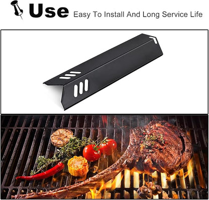 Grill Heat Plates Shield for Revoace Gas Grill GBC1690W GBC1705WV GBC1706W GBC1793W, Backyard Grill BY14-101-001-05 BY16-101-002-06, Uniflame Grill GBC1030WRS GBC1134W Porcelain Burner Covers