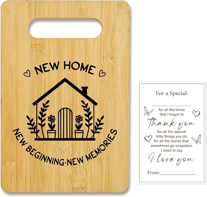 House Warming Gifts for Woman Men, New Home Bamboo Cutting Board for Kitchen, Charcuterie Board, New House Gifts for Couple Neighbor Family Friends -15
