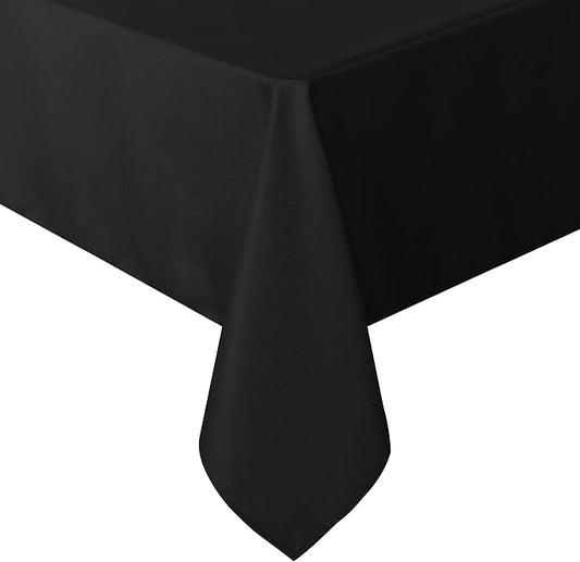 sancua Rectangle Tablecloth - 70 x 90 Inch - Stain and Wrinkle Resistant Washable Polyester Table Cloth, Decorative Fabric Table Cover for Dining Tables, Buffet Parties and Camping, Black
