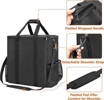 GRAOSO Boat Grill Storage Bag Compatible with Magma Marine Kettles, Grill Cover Carrying Case with 4 Side Pockets for 1lb Propane Cylinders, Padded Handle and Shoulder Strap, Tools Pockets, Black