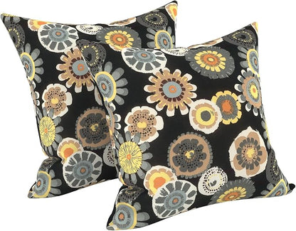 LVTXIII 2 Pack Outdoor Pillow Covers ONLY 18x18 Inch, Water-Repellent Square Decorative Cushion Covers for Patio Furniture, Garden, Sofa, Black Yellow Crosby