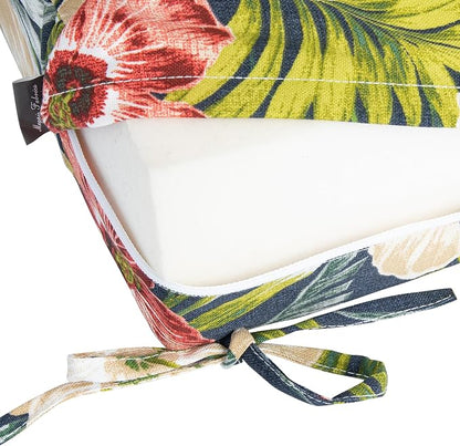 Magpie Fabrics Indoor Outdoor Cushion Cover Replacement 2 Pack, NO Insert! Water Repellent Slipcover with Ties Decor for Patio Garden Chair Sofa Bench Wicker(Midnight Floral, 22x20x4 Inch)