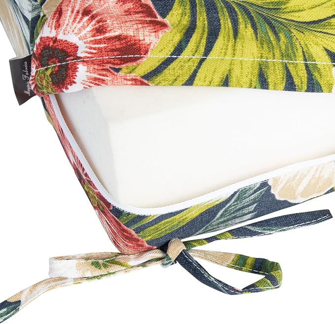 Magpie Fabrics Indoor Outdoor Cushion Cover Replacement 2 Pack, NO Insert! Water Repellent Slipcover with Ties Decor for Patio Garden Chair Sofa Bench Wicker(Midnight Floral, 24x22x4 Inch)