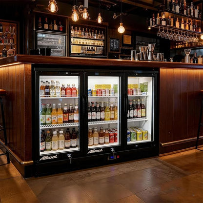 Back Bar Cooler Under Counter Beverage Refrigerator, 12.8 Cu Ft Undercounter Fridge,3 Door 5 inch Commercial Beer Built-In Cooler with LED Light Adjustable Shelves Safety Locks,ETL Approval