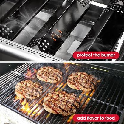 Unicook Grill Heat Plates for Nexgrill 720-0864, 720-0864M, BBQ PRO, Backyard, Expert, Grill Burner Covers Replacement Parts, 14.6 Inch Heat Shields Tents, Porcelain Flame Tamers, 3 Pack