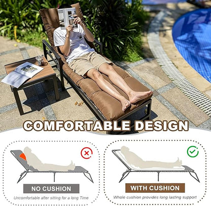 Outdoor Lounge Chair Cushions, 74.4 x 22 x 4.7 Inches Waterproof Fade Resistant Patio Cushion for Chaise Lounger