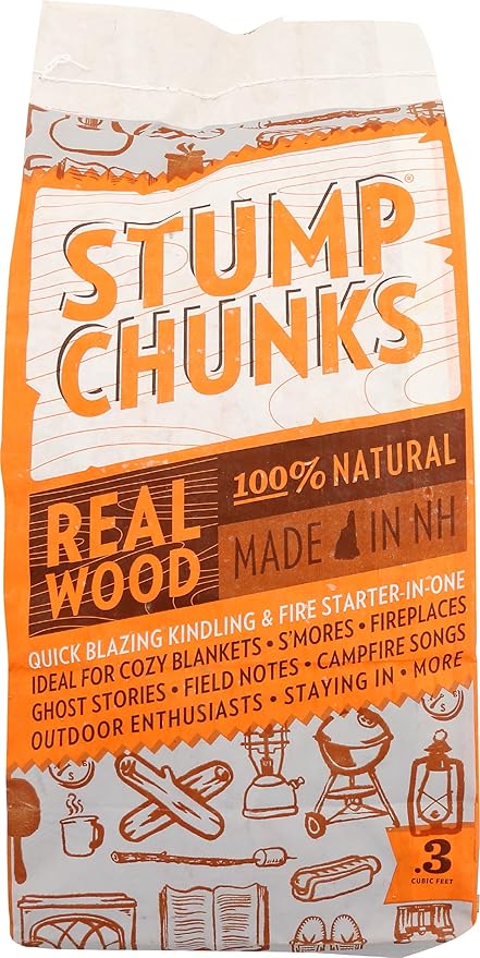 Stump Chunks: SC-3 0.3 Cu Ft Kindling & Fire Starters - Natural Fire Kindling Wood Sticks & Firewood Starter - Firestarter Sticks from Recycled Tree Stumps - Medium Bag
