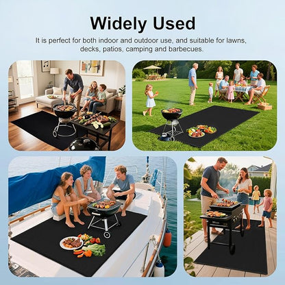 LETITIN Under Grill Mat for Outdoor Grill & Fire Pit, Black, Fireproof & Heat Resistant Fiberglass, Waterproof, Oil-Proof (70x48 Inch)
