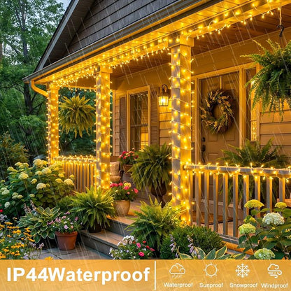 262FT 800 LED Outdoor String Lights, Warm White Christmas Lights Indoor | Plug in Waterproof 8 Modes Clear Wire String Twinkle Lights for Bedroom Outside Patio Yard Xmas Party Wedding Decorations