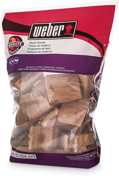 Weber Mesquite Wood Chunks, for Grilling and Smoking, 4 lb. (Pack of 2)