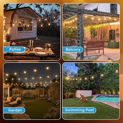 GvvooHome S11 LED Outdoor String Lights 300FT, Shatterproof & Waterproof Patio Lights with 92 Plastic Bulbs for Porch, Deck, Garden, Backyard, Balcony, 2700K Dimmable