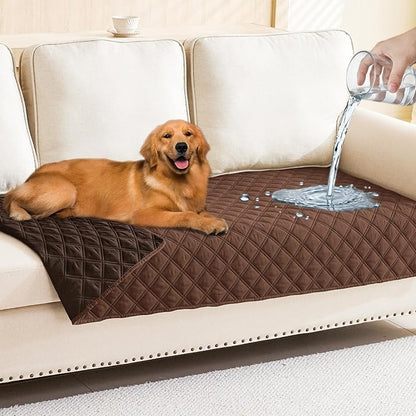 Smiry Waterproof Reversible Pet Couch Covers for Dogs | Pet Friendly, Soft Fabric, Washable Sofa Furniture Protector for Dogs Cat Kids, Checkered (30"x70", Brown/Chocolate)