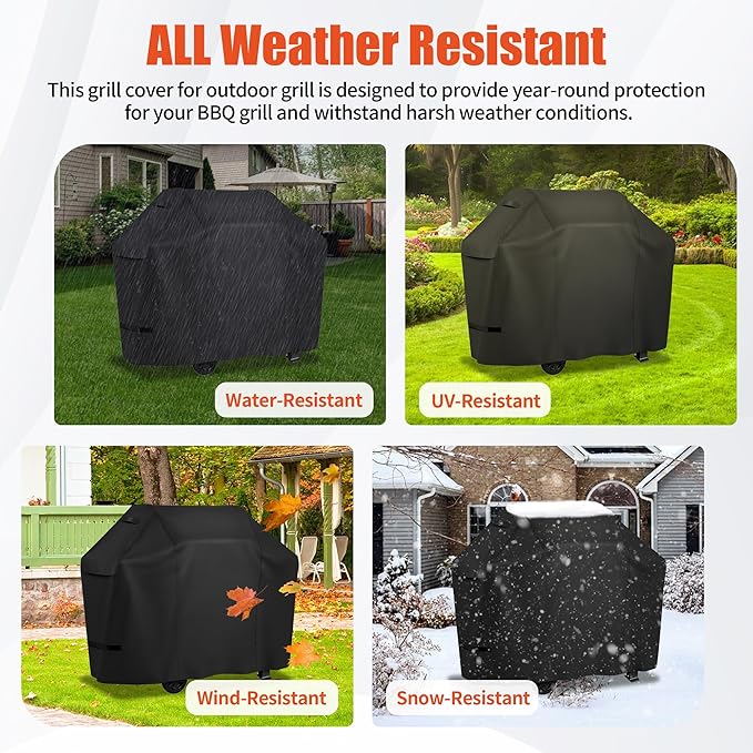 iCOVER Grill Cover 60 inch, BBQ Grill Cover for Outdoor Grill, 600D Heavy Duty Waterproof BBQ Cover, Anti-UV and Rip-Proof Barbecue Cover, Gas Grill Cover for Weber, Char-Broil, Nexgrill, etc