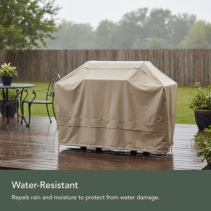 Covermates Island Grill Cover - Rip-Resistant Water-Resistant All-Weather Outdoor BBQ Cover with Mesh Vents, Heavy-Duty 600D Polyester Protection for Large Island Grills, 74 Inch, Ripstop Tan