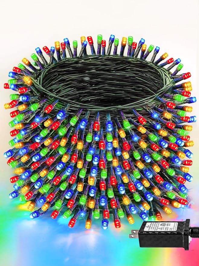 264 FT 800 LED Christmas Lights String Indoor Outdoor Waterproof Multicolor | Timer and Memory Function, 8 Modes Green Wire Twinkle Lights for Xmas Tree Fence Pillar Bedroom Garden Holiday Party Decor