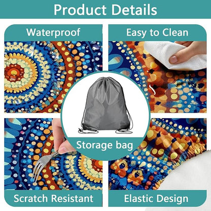 Picnic Table Cover with Bench Covers and Bag, Camping Essentials, Waterproof Windproof Camping Tablecloth, Fitted Tablecloth Cover with Elastic Edge for Indoor Outdoor 3 PCS 30x72 Inch