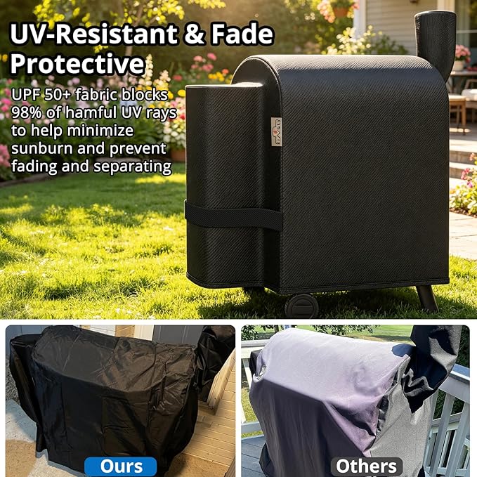 Pellet Grill Cover for Traeger Pro 22/575 Series,1000D Heavy Duty Rip-Proof Material Smoker Cover,Waterproof UV and Fade Resistant Grill Cover with Straps & Zippers for Traeger Lil'Tex Elite,Eastwood