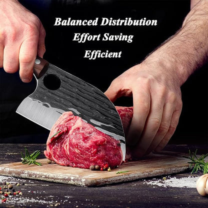 ROCOCO Serbian Chef Knife 6.5" Butcher Knife Japanese Full Tang Boning Chopping Viking Cleaver with Sheath for Kitchen Outdoor BBQ Camping Father Mother Christmas Gift Gift Men