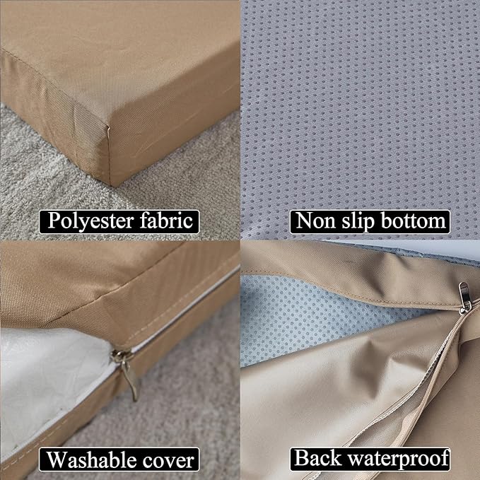 72x21 Inches Chaise Lounge Cushions Outdoor Replacement for Pool Side Waterpoof Patio Lounge Chair Cushions, Khaki