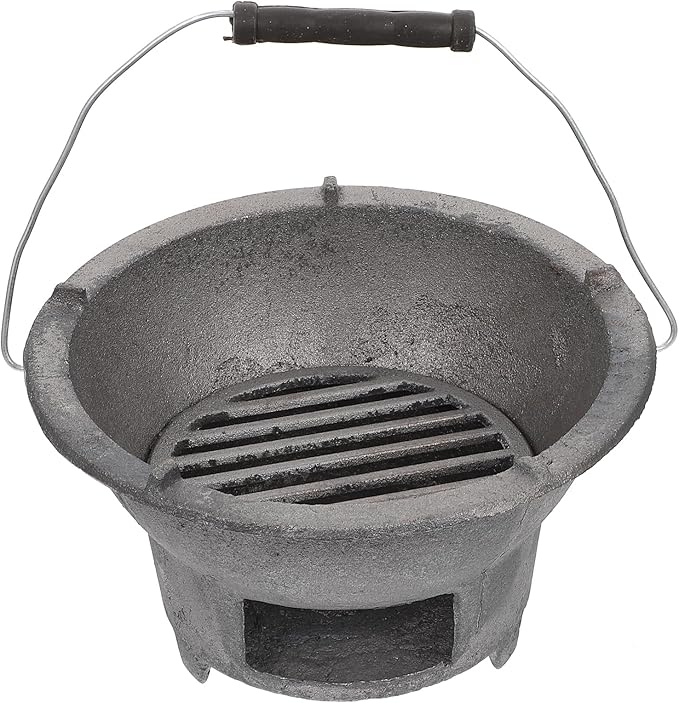 DOITOOL Cast Iron Outdoor Barbecue Stove Portable Charcoal Cooking Stove Compact 8.3X8.3X4.3 Inch Camping Bbq Tool for Picnics and Backyard Grilling