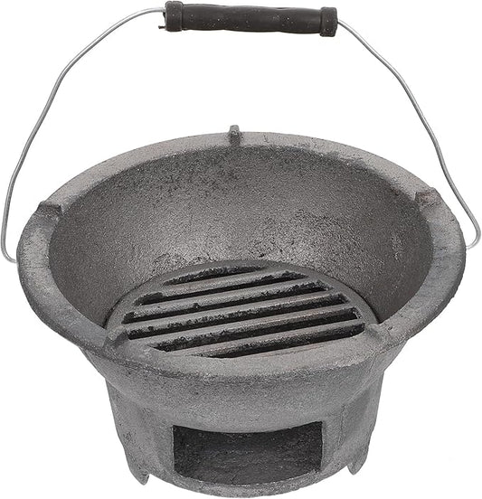 DOITOOL Cast Iron Outdoor Barbecue Stove Portable Charcoal Cooking Stove Compact 8.3X8.3X4.3 Inch Camping Bbq Tool for Picnics and Backyard Grilling