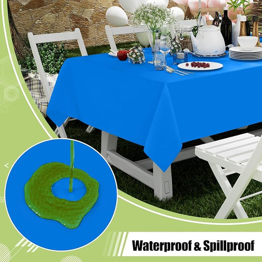 Smiry Disposable Table Cloth 3 Pack, 54 x 78 Inch Waterproof Plastic Tablecloth, Decorative Rectangle Table Covers for Party, Birthday, Picnic, Blue