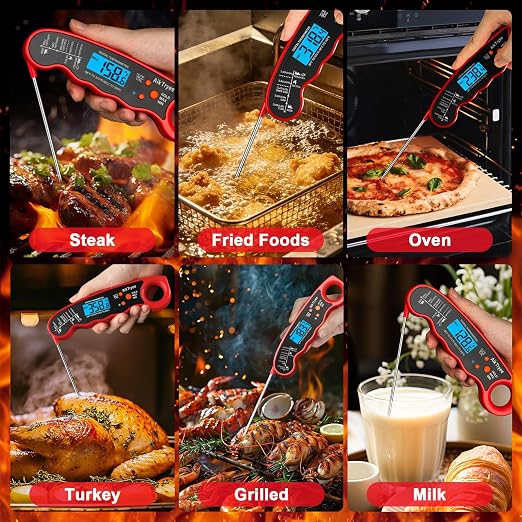 Digital Instant Read Meat Thermometer Kitchen Cooking Food Candy Thermometer for Oil Deep Fry BBQ Grill Smoker Thermometer by AikTryee
