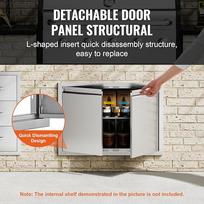 VEVOR Stainless Steel BBQ Access Door - 30W x 21H Inch Double Vertical Wall Door for Outside Cabinet and Grilling Station