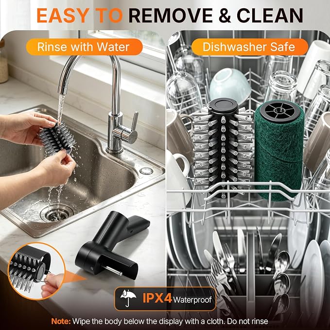 Electric Grill Brush for Outdoor, Portable BBQ Grill Cleaner | LED Light, 2 Replaceable Head, 3-Speed,LED Display, Gill Cleaning Brush Grill Accessories for Charcoal Grill, Gifts for Men