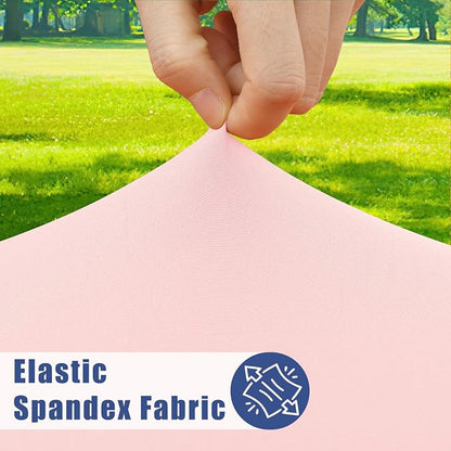 Moosfor 2 Pack Rectangle Spandex Fitted Table Cloth, 4FT Elastic Tablecloth | Washable Picnic Table Cover, Stretch Waterproof Table cloths for Party, Patio, Dining, Kitchen, 24" x 48", Pink