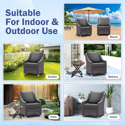 Outdoor Chair Cushions, 24 x 24 Inch Outdoor Cushion for Patio Furniture, Patio Chair Cushion, Waterproof & Fade Resistant Deep Patio Furniture Cushions Set with Handle and Ties, Dark Grey (Set of 4)