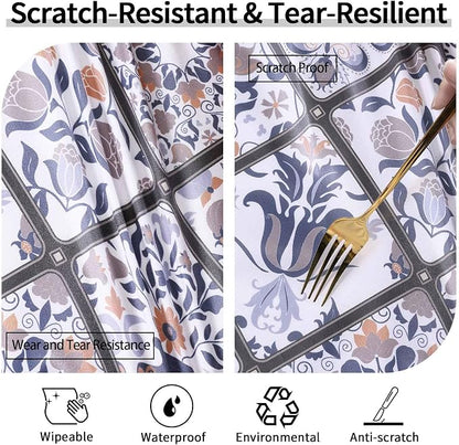 opstellen Fitted Farmhouse Round Tablecloth for 36-44" Tables Stain Resistant Vinyl Manteles Redondos para Mesa Apartment Kitchen Equipment Camping Picnic Products Womens Mens Cool Useful Gift Ideas