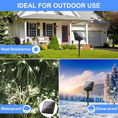 Solar String Lights Waterproof 288FT, 4-Pack Each 72FT 200 LED Solar Powered Fairy Lights with 8 Modes, Solar Twinkle Lights for Outside, Tree, Backyard, Balcony, Christmas (Daylight White)