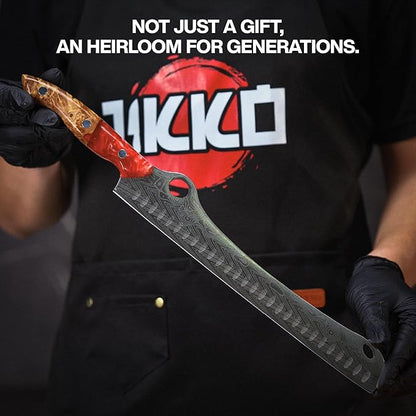 Jikko® SteelFang Edition – Japanese Brisket Knife 12" with Olive Wood & Red Epoxy Handle | Premium Butcher & Carving Knife for Meat, BBQ, and Brisket Slicing – Ultra Sharp Stainless Steel Blade