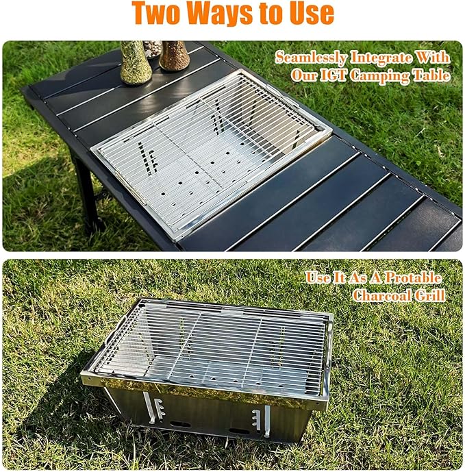 Portable Charcoal Grill, Camping Charcoal Grill for IGT Table, Folding Barbecue Grill, Outdoor Tabletop BBQ Grill,Backpacking BBQ Grill with Carry Bag, for Outdoor Cooking Picnics Beach