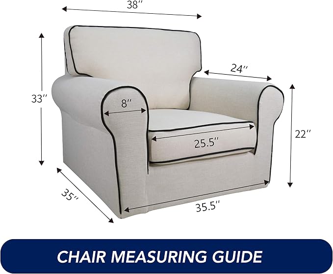 PureFit Reversible Chair Sofa Cover Dog Couch Covers for Sofa, 25.5 in | Blue/Ivory, Water Resistant Couch Protector, Washable Pet Couch Cover with Non Slip and Elastic Straps For Kids