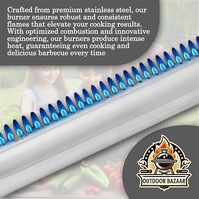 Set of Three Porcelain Steel Replacement Heat Plates and Stainless Steel Burners for Master Cook 3 Burner Grill Model
