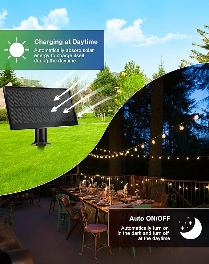 Zuske Solar String Lights Outdoor Waterproof 150FT with USB Port and 73 Shatterproof G40 Bulbs(3 Spare), LED Solar Powered Patio Lights for Outside, Porch, Backyard, Gazebo, Garden(Warm White)
