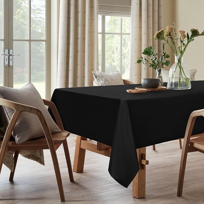 DWCN Square Tablecloth - 70 x 70 Inch - Waterproof Stain and Wrinkle Resistant Washable Table Cloth, Decorative Fabric Table Cover for Kitchen Dining Room Party and Outdoor Use, Black