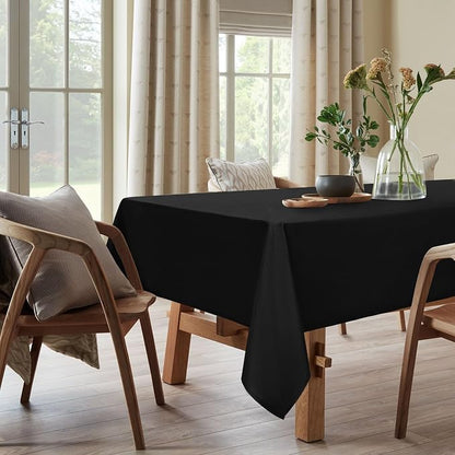 DWCN Square Tablecloth - 70 x 70 Inch - Waterproof Stain and Wrinkle Resistant Washable Table Cloth, Decorative Fabric Table Cover for Kitchen Dining Room Party and Outdoor Use, Black