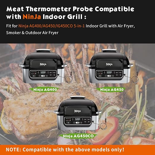 Temperature Meat Probe for Ninja AG400/AG450/IG450CO Foodi Pro 5-in-1 Indoor Grills Air Fryer, Replacement for Ninja Indoor Grill Probe, 1 Pack