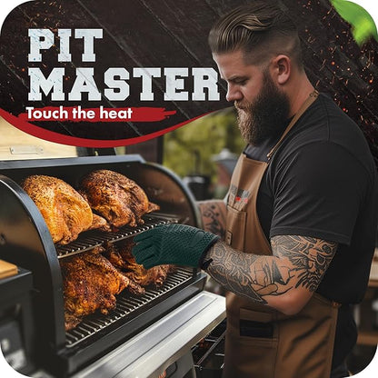 KITCHEN PERFECTION Silicone Smoker Oven Gloves -Extreme Heat Resistant BBQ Gloves -Handle Hot Food Right on Your Smoker Grill Fryer Pit|Waterproof Oven Mitts Grill Gloves |Superior Value Set+3 Bonuses