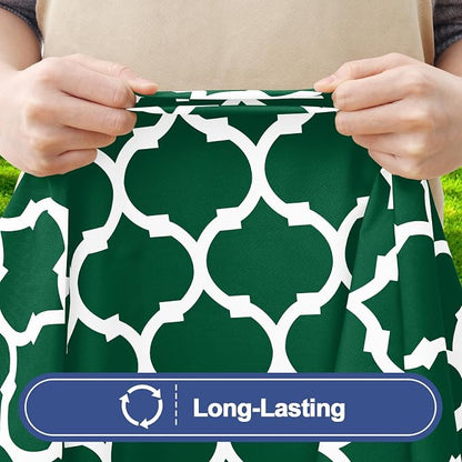 Smiry 2 Pack Rectangle Table Cloth 8 Foot, Waterproof Elastic Fitted Tablecloths, Windproof Washable Polyester Table Cover for Picnic, Camping, Outdoor (Emerald Green, 30"x96")