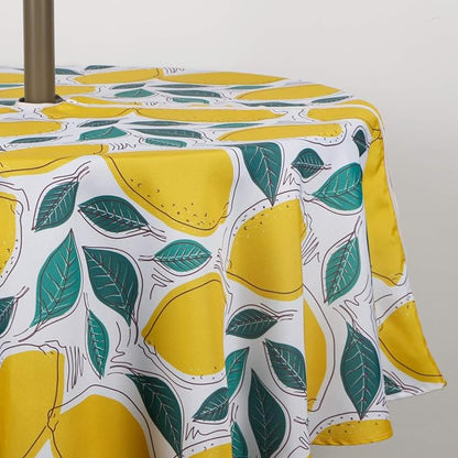 SUQ I OME Patio Umbrella Tablecloth, Lemon, 60'' Round with Zipper | With Hole and Zipper, Zippered, Spring Summer, For Backyard Circular Table, BBQs Picnic